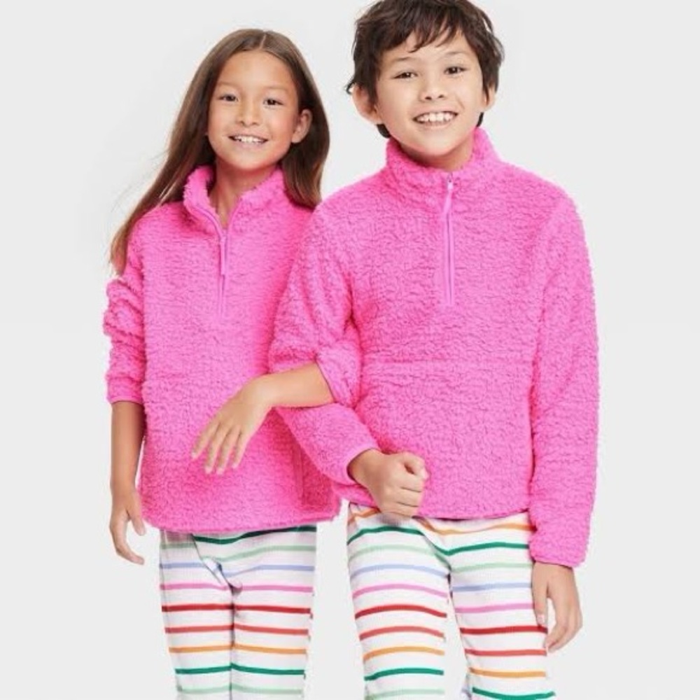 NWT Girls Wondershop Hot Pink Quarterzip Pullover Size Large (10/12)